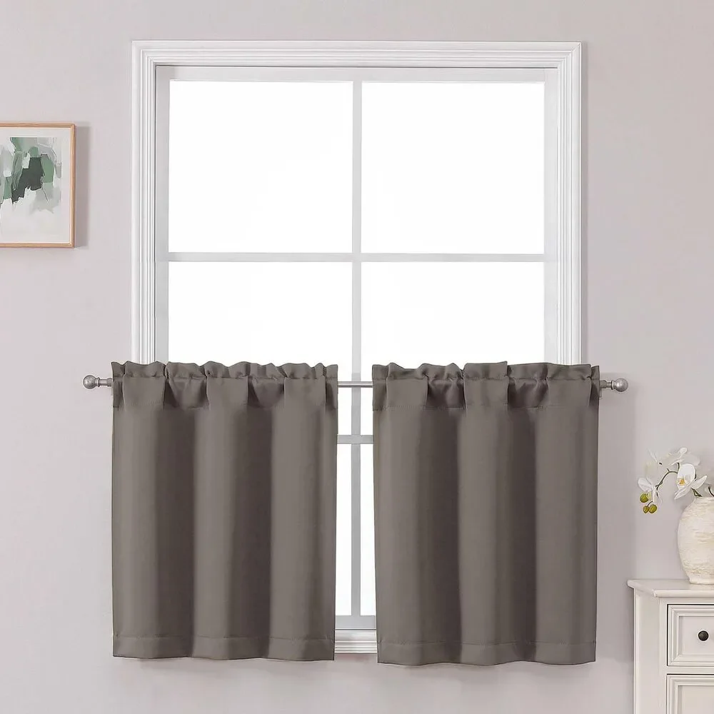 Set of 2 Curtain Panels, 30Wx24L, Short Blackout Curtains (Latte)